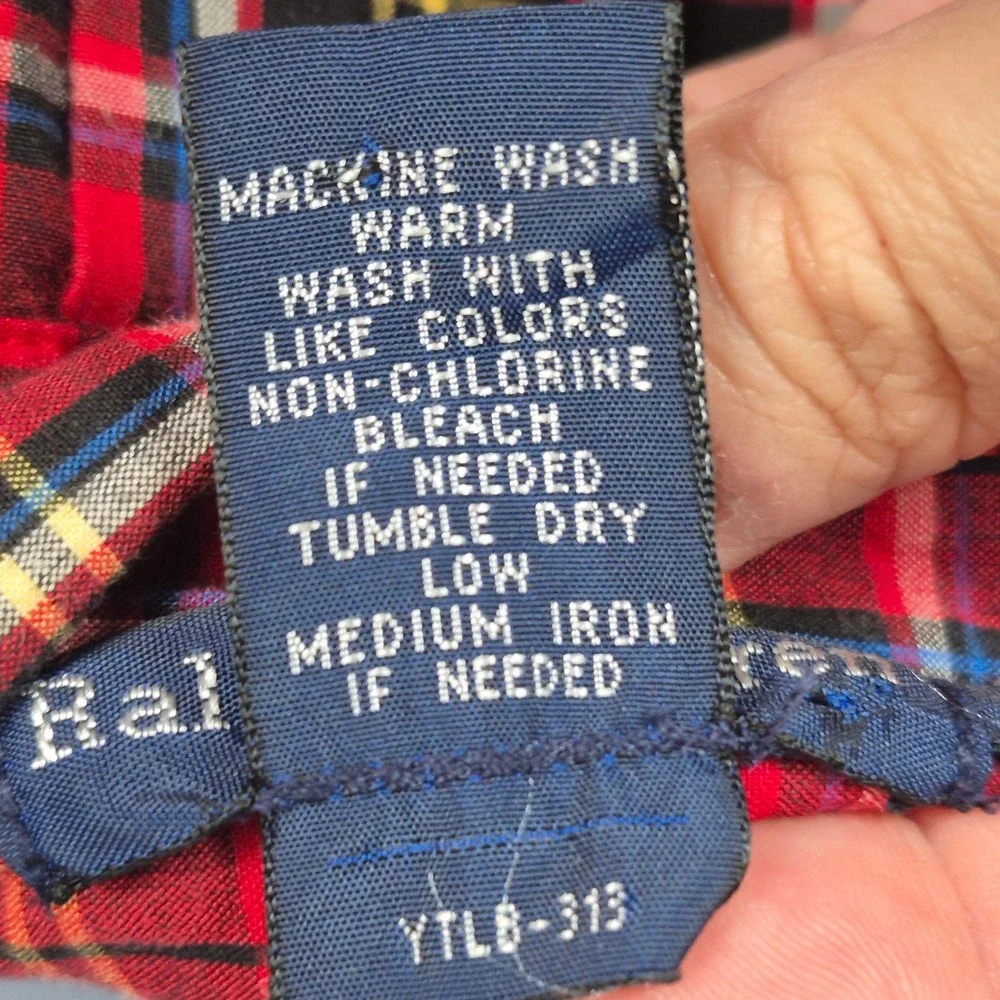 Ralph Lauren youth red plaid button down shirt boys‎ large Christmas holidays
